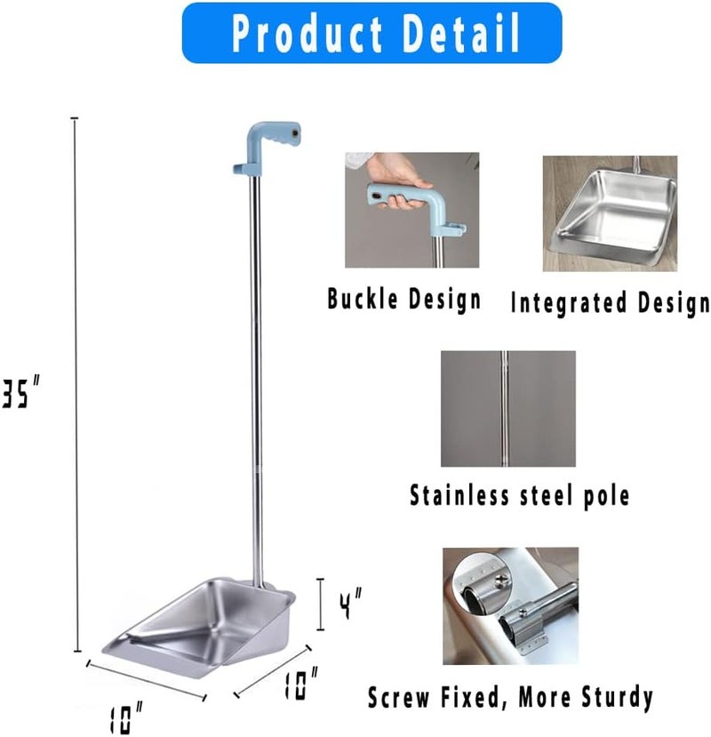 YONILL Broom and Dustpan Set for Home - Indoor Broom and Dust Pans with Long Handle, 52" Indoor Broom with 38" Heavy Duty Metal Dust Pan Set Combo for Home Kitchen, Garage, Office and Lobby Use - Image 2